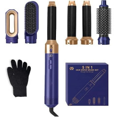 Airstyler Hot Air Brush 5 in 1, Golden Goods Hairstyler Set with Curling Iron, Straightening Brush, Hair Dryer, Give Hair Volume, Straighten, Curl and Blow Dry, Round Brush Hair Dryer Blue Edition