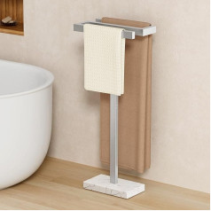 KES BTH228-2 Freestanding Towel Holder Bathroom Standing Stainless Steel with 2 x Thick Marble Base, Bath Towel Holder 304 Stainless Steel, Towel Stand Stable Brushed