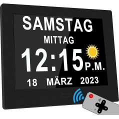 Véfaîîî 2024 New, 19 trauksmes signālu elektroniskais dienas datuma kalendāra pulkstenis, nesaīsināts dienas datums, liels pulkstenis senioriem ar demenci, Alcheimera slimību, ar tālvadības pulti, 8 collas ar tālvadības pulti