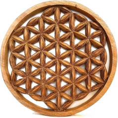 Trintura Flower of Life Wall Picture 40 cm Flower of Life Energy Picture Koka Picture Handmade from Acacia Wood Liela sienas bilde Dekorēšana Ezotēriska dāvana Koka dekorēšana Brūna Picture Feng Shui