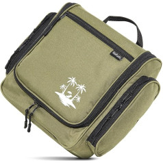 NAFUDO Tualetes piederumu soma Liela piekarināmā tualetes piederumu soma Premium Production Wash Bag & Beauty Case ar spoguli un papildu nodalījumiem - Izvēle no krāsām, olīvu palma, Soma