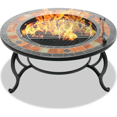 'Centurion atbalsta Fireology Laniaka Garden Heat/Fire Pit/Grill/Ice Bucket - Slate Finish Oak Coffee Table