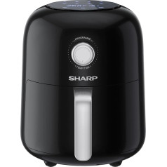 SHARP AF-GS404AE-B Karstā gaisa fritēze 4L ar daļēji digitālo vadību - skārienjūtīga displeja funkcija, 8 programmas, 1300 W, melna, cepšana bez eļļas