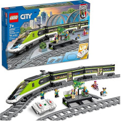 LEGO City Express pasažieru vilciena komplekts, 60337, ar tālvadības pulti vadāma rotaļlieta, dāvana bērniem, zēniem un meitenēm ar darbojošiem lukturiem, 2 vagoniem un 24 sliežu detaļām