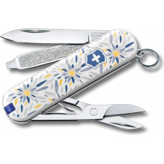 Victorinox Classic Limited Edition 2021, maza izmēra šveiciešu armijas nazis, 7 funkcijas, ieskaitot asmeni, šķēres, failu, skrūvgriezi, Alpine Edelweiss