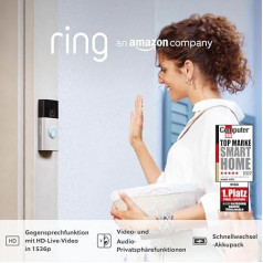 Amazon Ring Battery Video Doorbell Plus | Bezvadu video durvju zvana kamera ar 1536p HD video, skats no galvas līdz kājām, krāsu nakts redzamība, Wi-Fi, DIY | 30 dienu bezmaksas izmēģinājuma versija Ring Home