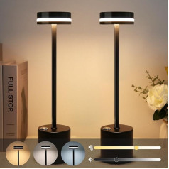 CANMEIJIA LED galda lampa Bezvadu 3 krāsu temperatūras akumulatora galda lampa, kas uzlādējama, regulējams spilgtums Melna pieskārienu galda lampa USB C uzlādes pieslēgvieta, piemērota iekštelpām, āra telpām, viesistabām 2