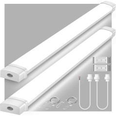 Lightasea mitro telpu LED gaisma, 30 W 3000 LM LED caurule 90 cm dienas gaisma 6500 K, IP66 ūdensizturīga darbnīcas lampa LED griestu gaisma garāžai pagrabstāvā darbnīcā mitrā telpā vannas istabā birojā noliktavā pagrabā