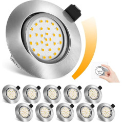 Lichtlord LED iegremdējamais prožektors, 230 V, plakans, dimmējams, grozāms LED prožektors, 5 W, 600 lm, silti balts 3000 K, IP44 Vannas istabas iebūvējamie lukturi, griestu prožektori, iebūvējamie prožektori vannas istabai,