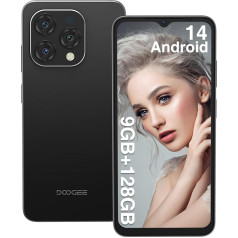 DOOGEE N55 (9GB + 128GB) Android 14 viedtālrunis bez līguma, 6,56 collu HD+ 90Hz IPS Octa Core mobilais tālrunis bez līguma, 5150 mAh akumulators, 13MP + 8MP, Dual 4G SIM bez Simlock SIM kartes