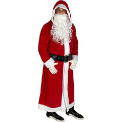 Foxxeo Santa Coat - Size M to XXXXL - with Hood 5 Pieces Costume with Belt, Beard, Gloves and Boot Hats