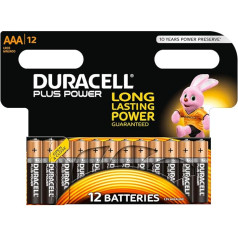 Duracell Plus baterijas - Duracell AAA 12 iepakojumā