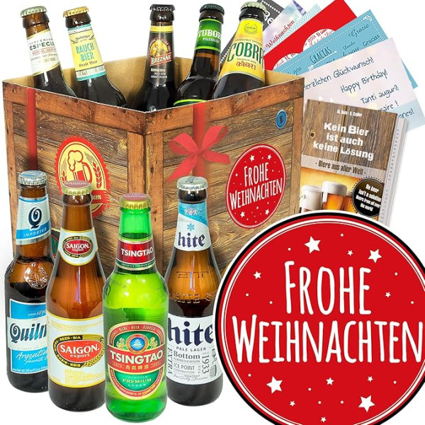 Frohe Weihnachten/Bier - Geschenkset mit Bieren der Welt