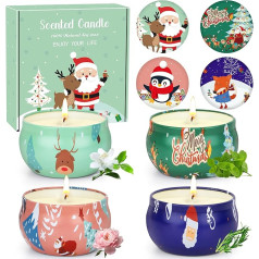 Scented Candles Gift Set for Women, Pack of 4 Scented Candle Christmas, Gift for Mother, Sister, Girlfriend, Soy Wax Scented Candle in Glass for Stress Relief, Scented Candle Set for Sleep, Spa, Yoga,