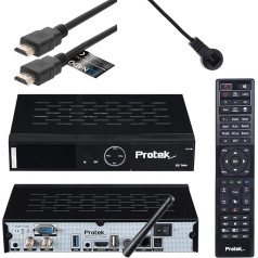 Protek X2 4K UHD Twin SAT uztvērējs - E2 Linux - 2x DVB-S2 uztvērējs - WiFi WLAN, infrasarkanais sensors, USB 2.0 & 3.0, Multistream, HDTV, 2160p, HDR + Anadol HDMI kabelis [Astra & Hotbird iepriekš ieprogrammēts]