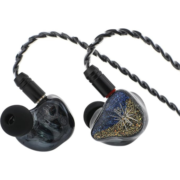 LINSOUL Kiwi Ears Forteza In-Ear Monitor, 1BA + 2DD HiFi austiņas ar kabeli, spēļu austiņas, hibrīda draiveru IEM austiņas ar noņemamu IEM kabeli mūziķiem un spēlētājiem (melnas)