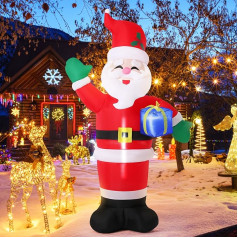 Luckits Christmas Decoration Santa Claus Inflatable 220 cm Inflated Santa Yard Decoration with LED Lights and Built-in 3 Pockets for Indoor Outdoor Lawn Yard