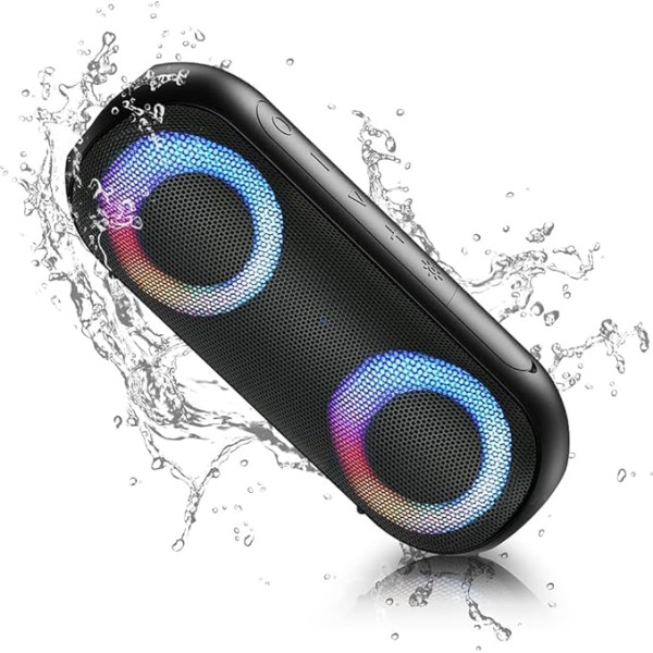 NOTABRICK Bluetooth skaļrunis ar RGB gaismu, pārnēsājama mūzikas kaste, Bluetooth kaste, 30 W True Wireless Stereo, 24 stundu akumulators, IPX7 ūdensizturīgs skaļruņu skaļruņu kaste, Bluetooth mājām, ārā, dārzā