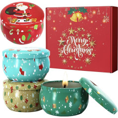 Christmas Candle Scented Candle Christmas Pack of 4, Scented Candles Christmas Fragrance Candle Gift Christmas, Scented Candles Gift Set Gift for Colleague Christmas Candle Small Gifts (Style A)