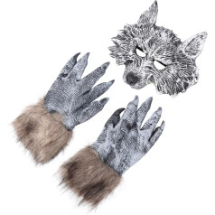 Toyvian Wolf Gloves Wolf Head Mask Wolf Costume For Men Holloween Costumes Wolf Mask Werewolf Mask Werewolf Gloves Werewolf Costume Ball Gloves Devil Mask Set Halloween