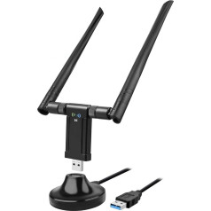 WLAN Stick 1200Mbit/s, WLAN adapteris DualBand 867Mbit/s (5GHz), 433Mbit/s (2.4GHz) bezvadu adapteris ar 5dBi antenu un USB 3.0 dokstaciju galddatoram ar Windows/Mac OS