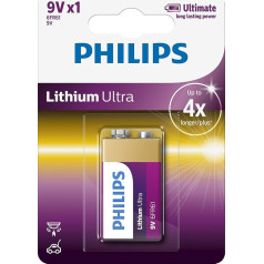 Philips 6FR61LB1A/10 Lithium Ultra akumulators (9V, 1 blisteris)