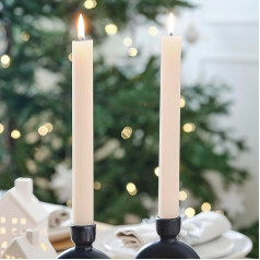 Ginger Ray Ivory Ribbed Christmas Candles - Set of 2