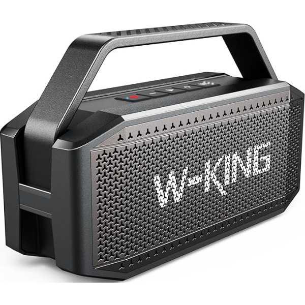 W-KING Bluetooth skaļrunis, 80 W maksimālais IPX6 ūdensizturīgs, pārnēsājams mūzikas skaļrunis, Bluetooth skaļrunis ar 2 pilna diapazona skaļruņiem/bagātīgiem basiem, 2 pārīši/30 stundu/U disks/TF karte/AUX/EQ, liels ballītes skaļrunis