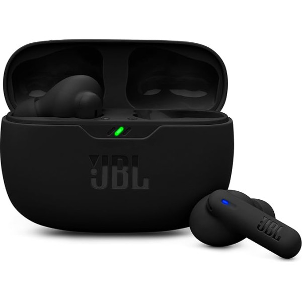 JBL Wave Beam 2 bezvadu Bluetooth In-Ear austiņas ar trokšņu slāpēšanu, 40 stundu atskaņošanas laiks, JBL Pure Bass skaņa, viedā apkārtējās vides tehnoloģija un daudzpunktu savienojums, melnas krāsas