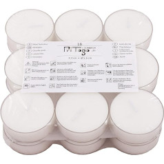 Pritogo, tea lights, maxi XXL plastic case, diameter 5.8 cm x 2.2 cm, soot-free, unscented, catering quality, pack of 18 pieces