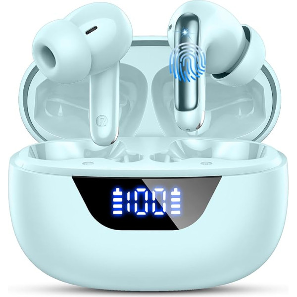 Bluetooth austiņas, bezvadu Bluetooth 5.3 In-Ear austiņas ar 4 ENC mikrofoniem, 48H HiFi Stereo austiņas bezvadu, LED displejs bezvadu austiņas, 3,6 g vieglas IP7 ūdensizturīgas austiņas sportam