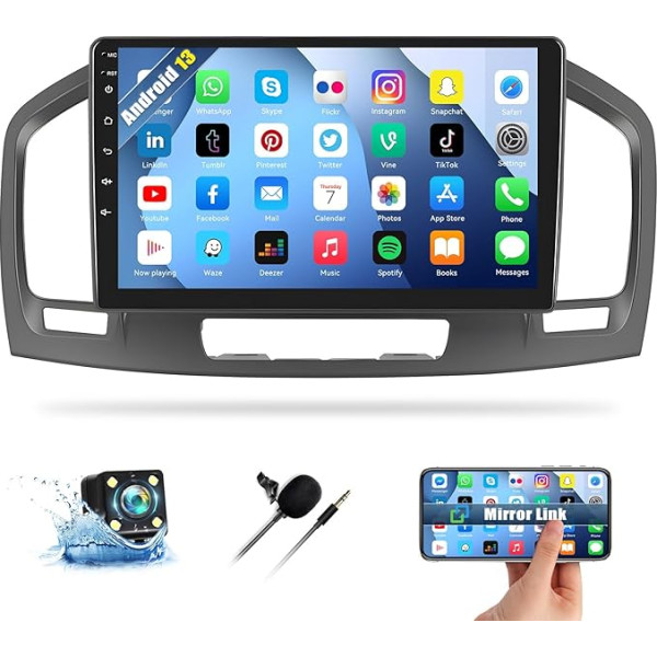 2+64GB Dual DIN auto radio Buick Regal 2009-2013/Opel Insignia 2008-2013 ar Mirror Link, 9 collu HD 1080P skārienjūtīgais ekrāns ar Bluetooth WiFi GPS FM/RDS USB SWC + atpakaļgaitas kamera