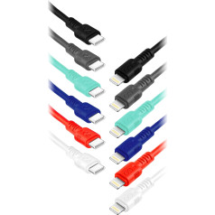 EXC Mobile USB-C - Lightning WHIPPY kabelis, 2M, 3A, ātra uzlāde, krāsu sajaukums