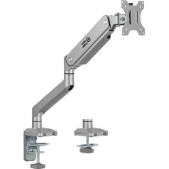 Monitora stiprinājums no alumīnija ar gāzes atsperi, dubultā roka, vesa 75x75/100x100, 17