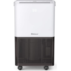 SHINCO Electric Dehumidifier, 10 L, Room Dehumidifier with Moisture Sensor, for 45 m³ (15 m²), Energy Saving, Activated Carbon Filter, Laundry Drying, Automatic Restart, Drain Hose