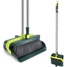 HEVOL Slotas un putekļu slotiņas komplekts, 119 cm slota ar rokturi, putekļu slotiņas komplekts ar garu rokturi, putekļu slotiņas komplekts ar ķemmes zobiem, lāpstiņas un slotas komplekts mājsaimniecības uzkopšanai mājās, virtuvē, birojā -