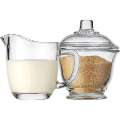 TAMUME Piena un cukura komplekti Stikla trauks ar 170 ml piena krūzi un 170 ml cukura trauku ar vāku