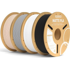 ELEGOO Matte PLA filaments matēts melns, balts, pelēks un smilškrāsas 4 kg, 1,75 mm 3D printeru filaments, izmēra precizitāte +/- 0,02 mm, 4 kartona spolītes pa 1 kg (2,2 lbs) vairumam FDM 3D printeru.