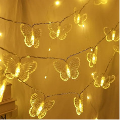 Butterfly Fairy Lights 3M 20 LED akumulatoru darbināms Butterfly Fairy Lights Dekoratīvā gaisma iekštelpu āra mājas dārzā Vasara Dzimšanas diena Kāzu Valentīna diena