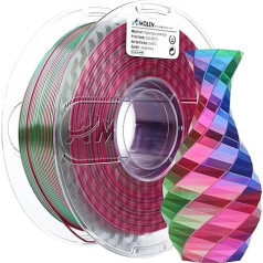 AMOLEN 3D printera filaments, trīskrāsu zīda PLA filaments, 1,75 mm, sarkans, zaļš, zils 3D printera filamentu komplekts, 1 kg, 1 kg