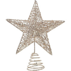 Amosfun Glitter Ziemassvētku eglīte Topper Zvaigzne Tree Topper Ziemassvētku eglītes apdare vai mājas rotājumu (Rose Gold) 25cm