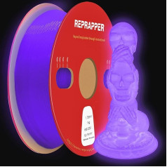 RepRapper Luminous PLA filaments 1,75 mm, spīdošs tumsā, 3D drukāšanas filaments, izmēru precizitāte +/- 0,03 mm, 1 kg kartona spole, spīdošs PLA 3D printeriem, violeta krāsā