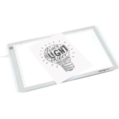 Vaessen Creative Paperfuel A4 LED gaismas spilvens zīmēšanai un skicēšanai ar roku, dimantu apgleznošanai un citiem amatniecības darbiem, balts