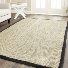 SAFAVIEH Dabīgā šķiedras paklājs dzīvojamai istabai, ēdamistabai, guļamistabai - Natural Fibre Collection, īss kaudze, dabīgs un melns, 122 X 183 cm