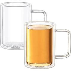 Wilmax termo glāzes ar dubultiem sieniņiem - 400 ml - 2 kafijas tasītes - Cappuccino Latte Macchiato Espresso Mocha Cups - Kafijas glāzes