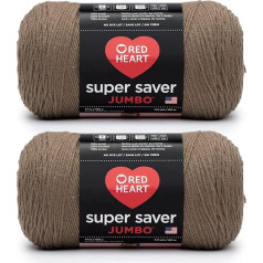 Red Heart Super Saver Jumbo Cafe Latte dzija - 2 iepakojumi pa 396g - Akrils - 4 vidēji (Worsted) - 700 metri - Adīšana / Tamborēšana