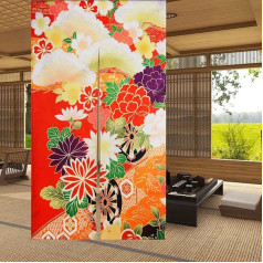 LIGICKY Japāņu stila bieza lina lina auduma aizkaru aizkars Durvju aizkars Telpu dalītājs Gobelēns mājas tekstilizstrādājumiem 85 x 150 cm Krāsaini retro ziedi