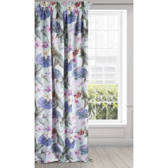 Eurofirany Alia aizkars Satīna aizkars ar ziedu rakstu - Ruffle Tape Matt Modern Lounge Krāsains Dzīvojamā istaba Guļamistaba 1 gab. 140 x 270 cm