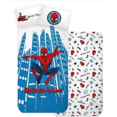 Bērnu 3 gab. gultasveļas komplekts Fitted Sheet Flat Sheet Pillowcase Single 100% kokvilna (Spiderman 2)