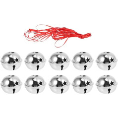 Amosfun 21 Ziemassvētku zvaniņu ornamentu komplekts Mini zvaniņi Ziemassvētku eglīšu rotājumi ar lenti Svētku ballīte DIY amatniecība Sudrabs 3 cm, dzelzs, sudraba krāsā, 5 x 5 cm